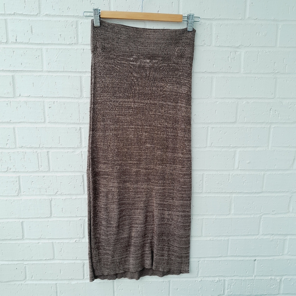 FREE PEOPLE Ribbed Knit Stretch Boho Contemporary Pencil Slit Skirt Sz: XS
